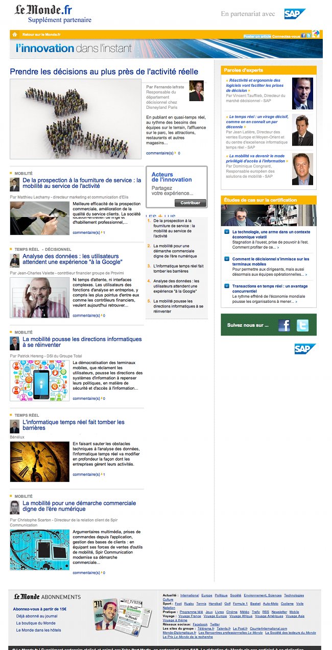 L'innovation dans l'instant, avec SAP et LeMonde.fr