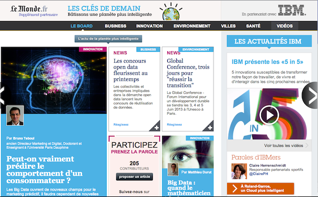 Take Part Media et LeMonde.fr inventent Le Board pour IBM