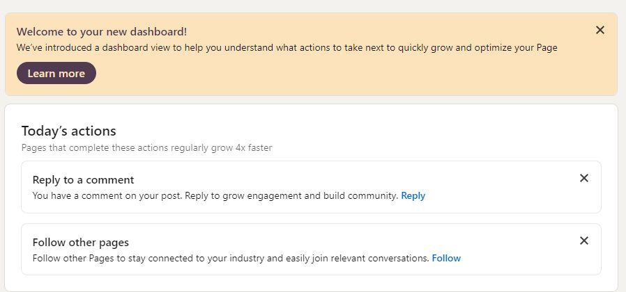 LinkedIn suggestions personnalisées sur les actions à mener pour améliorer votre page et booster l'engagement