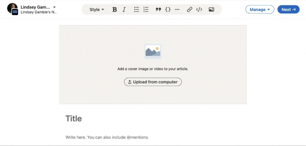 LinkedIn : charger une vidéo en cover d'une newsletter LinkedIn